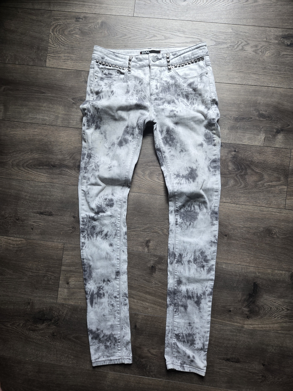 BDG Tie-Dye Skinny Jeans Light Gray and Charcoal